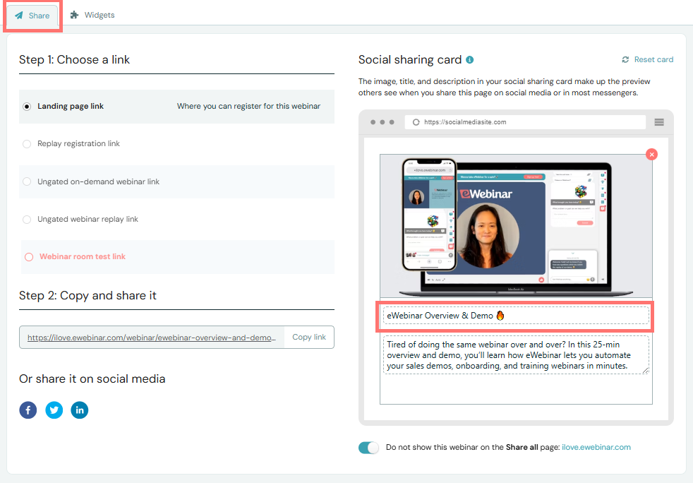 edit webinar title