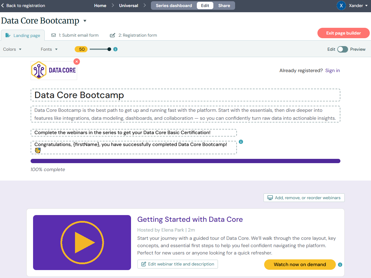 Screenshot 2 for How do I create a webinar series and manage the webinars in it?